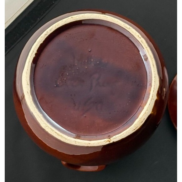 Hull Pottery Vintage Drip Brown Bean Pot Lid Oven Proof Crock USA Made Glaze Jar - Picture 8 of 16